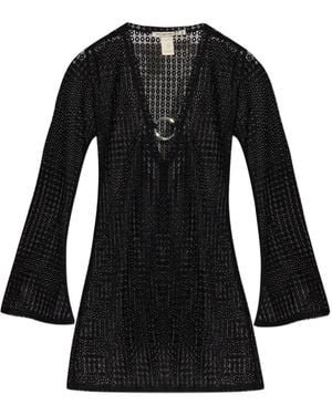 Paramidonna Robe À Col V - Noir