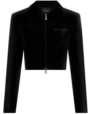 Manière De Voir Adina Velvet Cropped Jacket - Black