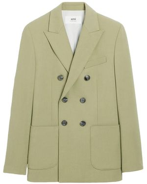 Ami Paris Peak-Lapels Double-Breasted Blazer - Green