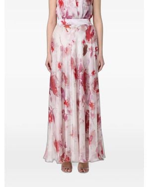 Hanita Floral-Print Chiffon Skirt - Pink