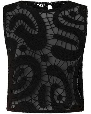 Pinko Geometric Crocheted Sleeveless Top - Black