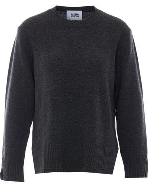 Alpha Studio Crew-Neck Long-Sleeve Sweater - Blue