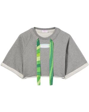 PUCCI Melange-Effect Cropped Top - Grey