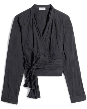 Lemaire V-Neck Long-Sleeve Top - Black