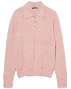 Sisley Long-Sleeve Knitted Polo Shirt - Pink