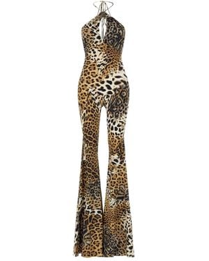 Roberto Cavalli Jaguar-Print Jumpsuit - Metallic