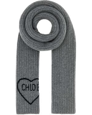 Chloé The Encoeur Heart-Detail Scarf - Grey