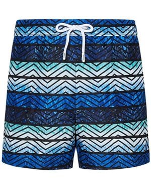 Missoni Zigzag-Pattern Swim Shorts - Blue
