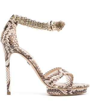 Roberto Cavalli スネークパターン サンダル - ホワイト