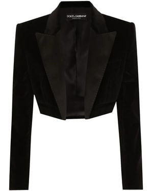 Dolce & Gabbana Velvet Spencer Tuxedo Jacket - Black