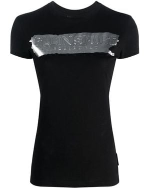 Philipp Plein Metallic Logo-Print T-Shirt - Black