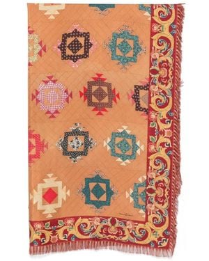 Pierre Louis Mascia Geometric-Print Fringed Scarf - Orange