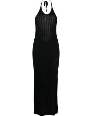 Ganni Knitted Halterneck Midi Dress - Black