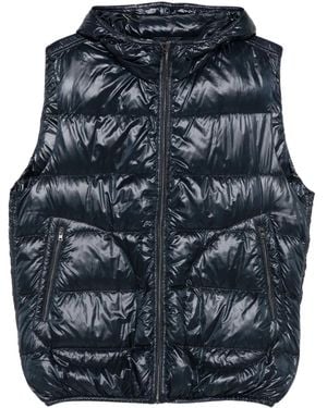 ブルゾン Herno Quilted Hooded Padded Vest With Glossy Finish Herno - Black Nylon Fitted Long Puffer Vest | Mitchell Stores