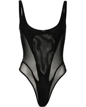 Mugler Body estilo corsé de malla - Negro