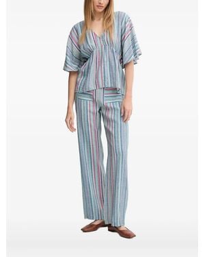 INTROPIA Striped V-Neck Top - Blue