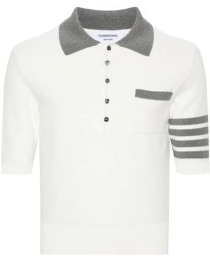 Thom Browne Hector Intarsia-Knit Polo Jumper - Natural