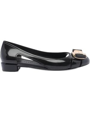 Ferragamo 30Mm Leather Ballet Flats - Black