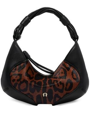 Aigner Kleine Giara Ocelot Schultertasche Mit Leopardenprint - Schwarz