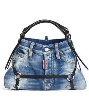 DSquared² Borsa Tote Denim Con Rifinitura - Blu