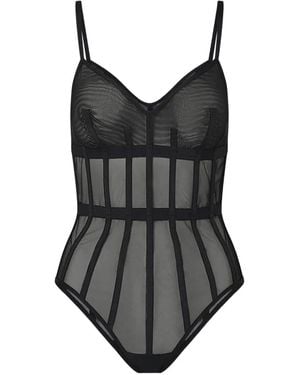 Liu Jo Tulle Structured Bodysuit - Black