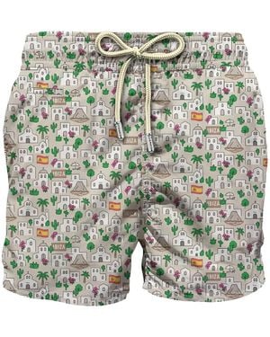 MC2 Saint Barth Ibiza-Print Drawstring Swim Shorts - Natural