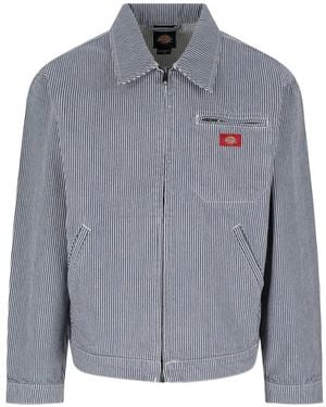 Dickies Striped-Pattern Zip-Up Shirt Jacket - Grey