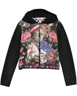 The Artistylist Old School Hooded Patterned Bomber Jacket - Black