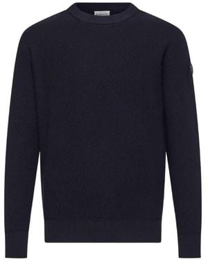 Moncler Logo-Patch Waffle-Knit Jumper - Blue