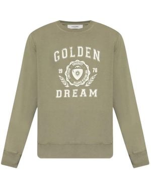 Golden Goose Logo-Print Distressed-Effect Sweatshirt - Green