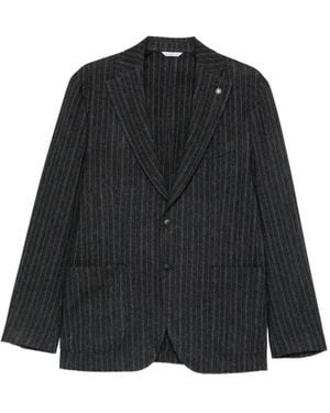 Manuel Ritz Pinstripe-Pattern Blazer - Black