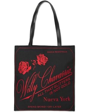 Willy Chavarria ローズプリント ハンドバッグ - レッド