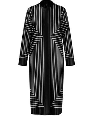 Marc Cain Graphic-Pattern Long-Sleeve Midi Dress - Black