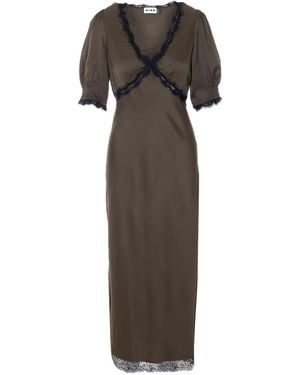 RIXO London Annina Midikleid aus Spitze mit V-Ausschnitt - Grün