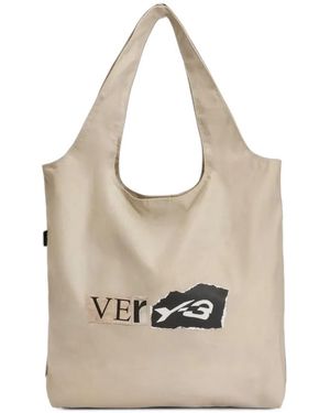 Y-3 Graphic Logo-Print Tote Bag - White