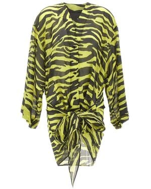 The Attico Zebra Print Wrap Dress - Green