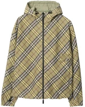 Burberry Check-Pattern Hooded Jacket - Green