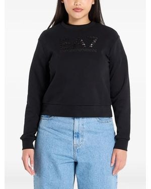 EA7 Sweat À Logo Orné De Sequins - Noir