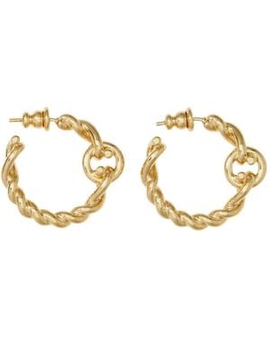 Ferragamo Twisted Chain Gancini Hoop Earrings (S) - Metallic