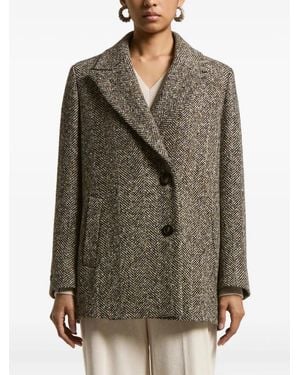 Peserico Herringbone Tweed Coat - Gray