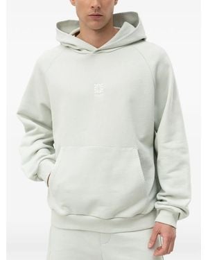 HUGO Blanket-Stitch Embroidered-Logo Hoodie - Grey
