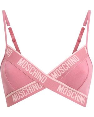 Moschino Logo-Tape Crossover Bra - Pink