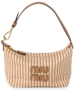 Miu Miu Borsa A Spalla Spirit Mini A Righe - Neutro