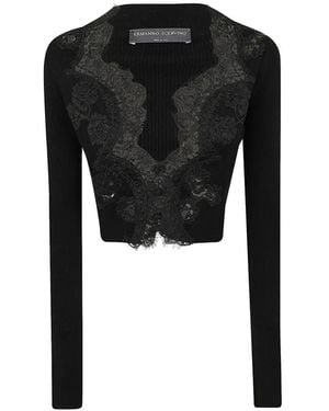 Ermanno Scervino Cardigan Mit Spitzenbesatz - Schwarz