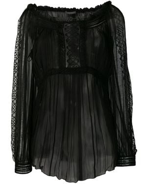 Alberta Ferretti Sheer Pleated Blouse - Black