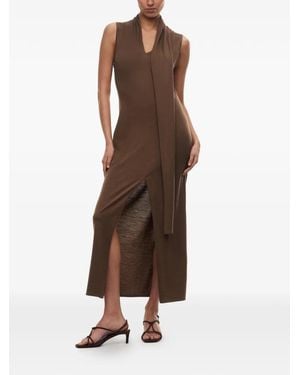12 STOREEZ Carolyn V-Neck Midi Dress - Brown