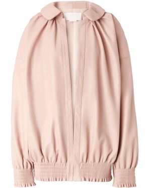 Genny Leather Bomber Jacket - Pink