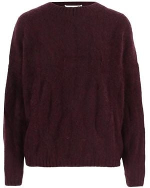 Allude Cable-Knit Crew-Neck Sweater - Purple