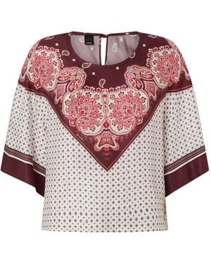 Pinko Blouse With Tie Motif And Placed Print - Pink