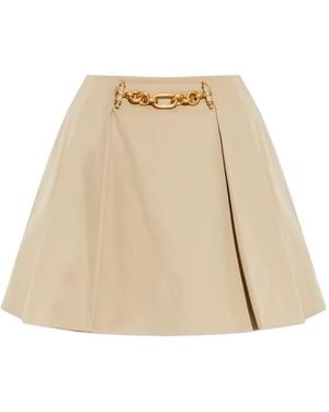 Balmain Chain-Embellished A-Line Skirt - Natural